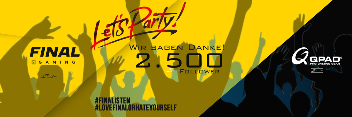 finalgaming_de's tweet photo. #PARTY #PARTY #PARTY
WOW! Da haben wir die 2500er Marke geknackt!
Wir bedanken uns bei allen Followern, Freunden, Spielern, Partnern und Sponsoren das ist der Wahnsinn!
Wir haben die letzten Tage einige Erfolge einfahren können uns sind stolz auf unsere #FinalFamily ! https://t.co/AlHgR5qtaL