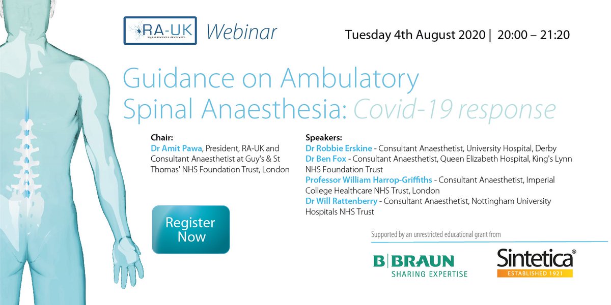 <a href="/RegionalAnaesUK/">RA-UK</a> is hosting today a FREE webinar on ambulatory #spinal #anaesthesia
🕘 8pm UK time / 9pm CEST
👉 Register now : register.gotowebinar.com/register/17588…
Don't miss out on this opportunity ! #RAUKSpinal