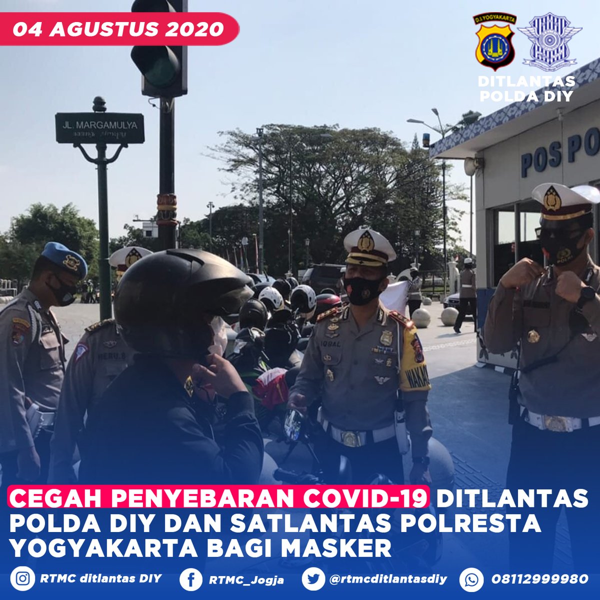 Cegah Penyebaran Covid-19 Ditlantas Polda DIY Dan Satlantas Polresta Yogyakarta Bagi Masker

ditlantasdiy.info/2020/08/04/ceg…

<a href="/NTMCLantasPolri/">KorlantasPolri.Ntmc</a> <a href="/PoldaJogja/">Polda D.I. Yogyakarta</a>