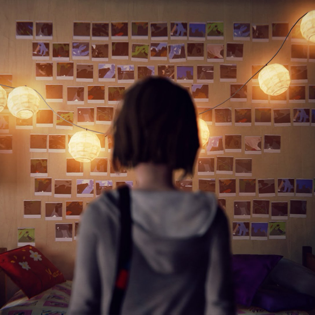 Additional, since Im not so sure about this:MAX is a photographer and she always carries a polaroid with her. One of her important photographs is herself featuring a wall of memorial/photo wall… if that reminds you of something