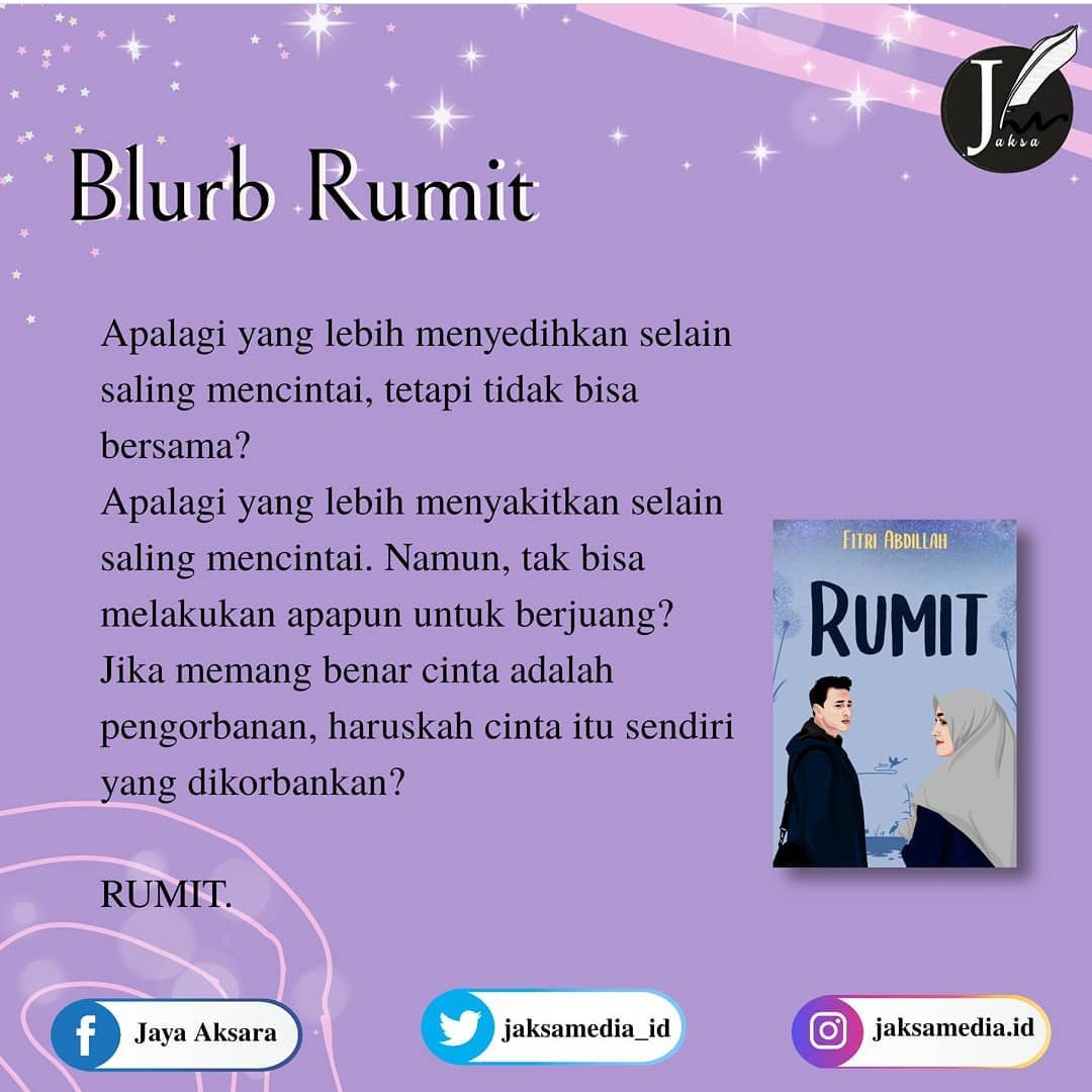 jaksamedia_id's tweet image. 🌟SOREEEE.... 🌟
Saatnya Pre-order novel Rumit karya kak Fitri Abdillah

Kirim format 
Nama :
Alamat lengkap :
No hp:
Judul :
Jumlah :
Ke nomor WA yang sudah tertera.

Kalian juga bisa PO di e-commerce Jaksa Media di Shopee (user jaksamedia)

#PObuku #jaksamedia #rumit