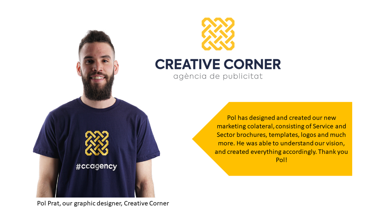 McFelder's tweet photo. Like the design of our new brochures we've been posting recently? They're all thanks to Pol Prat, graphic designer from Creative Corner! https://t.co/TF6anEHfHr