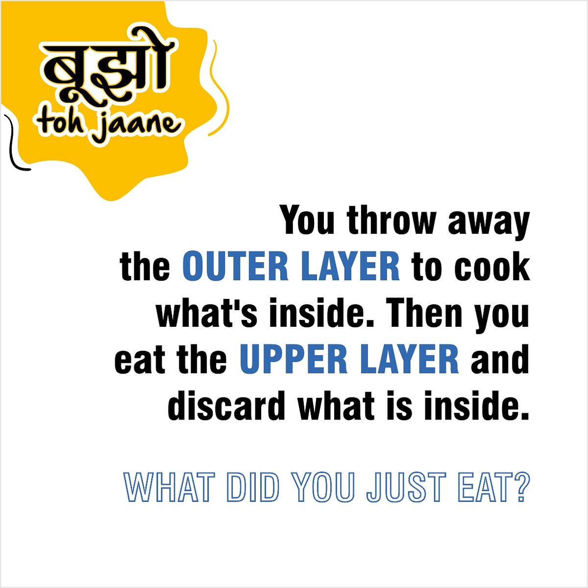 mchefajaychopra's tweet photo. Time for some brain teasing fun! Let's see who cracks it! Waiting for your answers in the comments below.
.
.
.
.
#bhujotohjaane #riddleoftheday #funandgame #paheli #brainteaser #foodriddles #guesstheingredient #questions #chefajaychopra #thebigdaddychef #Tweet https://t.co/ztPL6vQnMR