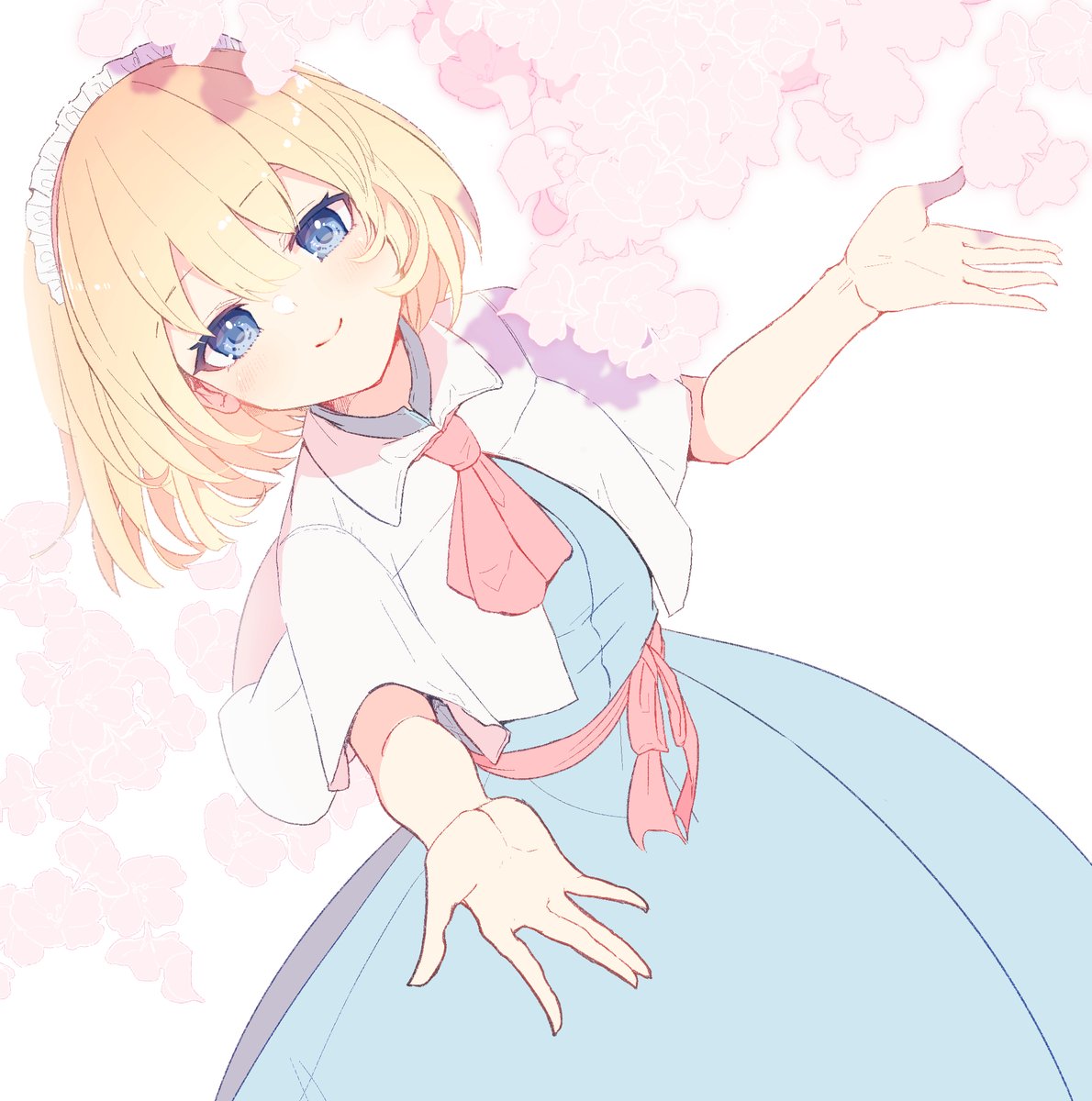 alice margatroid 1girl blonde hair solo dress blue eyes blue dress smile  illustration images