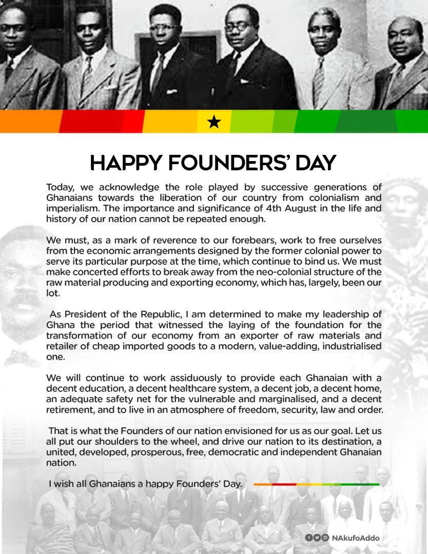 NAkufoAddo's tweet photo. Happy Founders’ Day https://t.co/mjvPrZJLTL