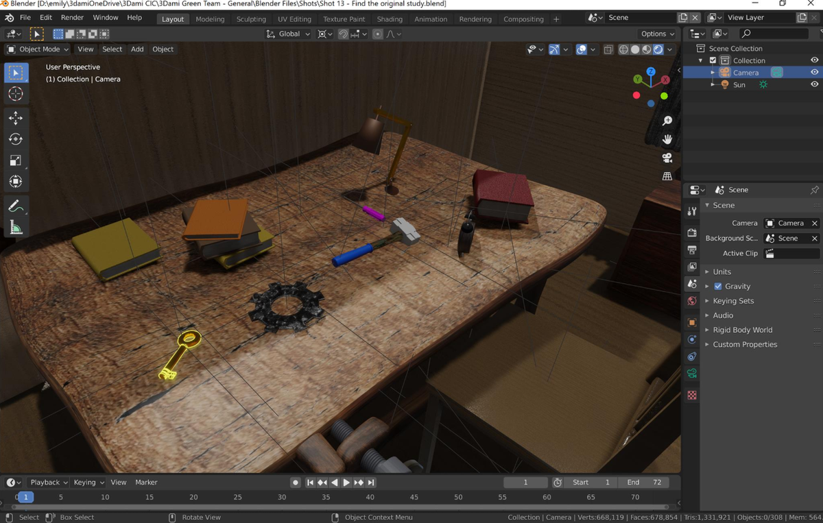 3Dami's tweet photo. A glowing key and some missing textures! #b3d #summerofanimation https://t.co/cc7XsQBia4