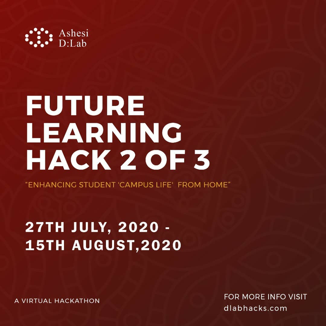 Allnice67182275's tweet image. Be part of this innovative  competition  by applying  now!!! bit.ly/FLHack2020 

#dlabhacks
#FutureLearningHack
#VirtualHackathon
#DesignThinking
#OnlineLearning
#TheNextBigThing
#IdeaChallenge
#SolutionPitch
#AshesiDLab