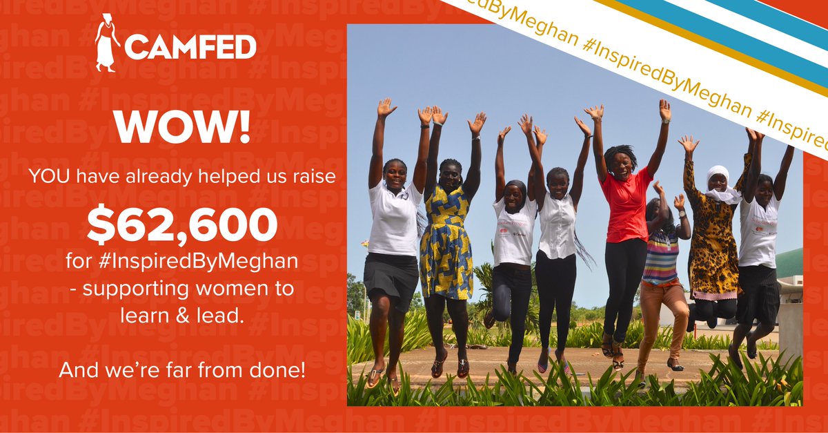 Camfed's tweet image. OMG! The #SussexSquad is truly giving Meghan a #birthday gift to remember 🎁✨
 
Already, you've raised enough to support *27* young women to complete a 1-year vocational course!!
 
Change makers &amp;amp; leaders to transform our world ♀️
 
camfed.org/InspiredByMegh…
 
#InspiredByMeghan