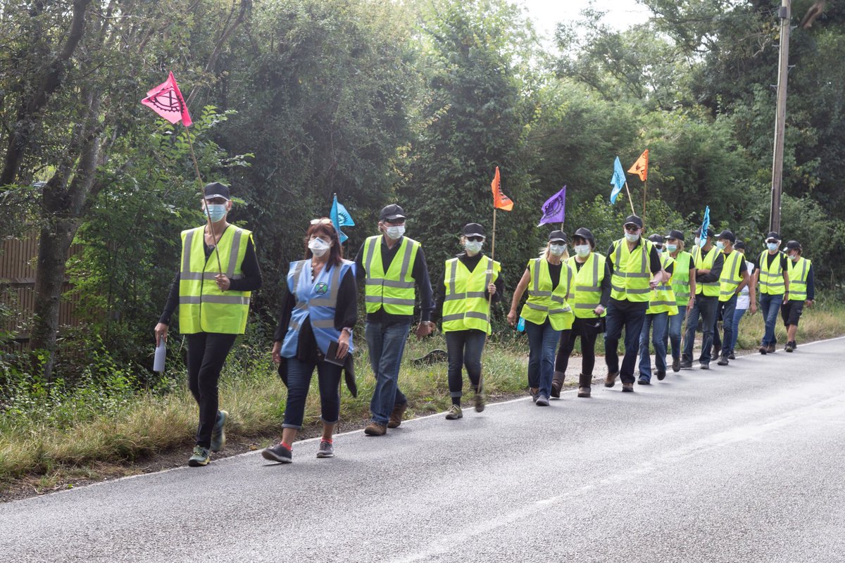 Second day of protest against the fossil fuel industry &amp; the folly of extracting in a time of a #biodiversity crash &amp; #ClimateCrisis at #UKOG site. A #BKP tanker which entered the site breaking planning regs., started to leave but backed back in.
