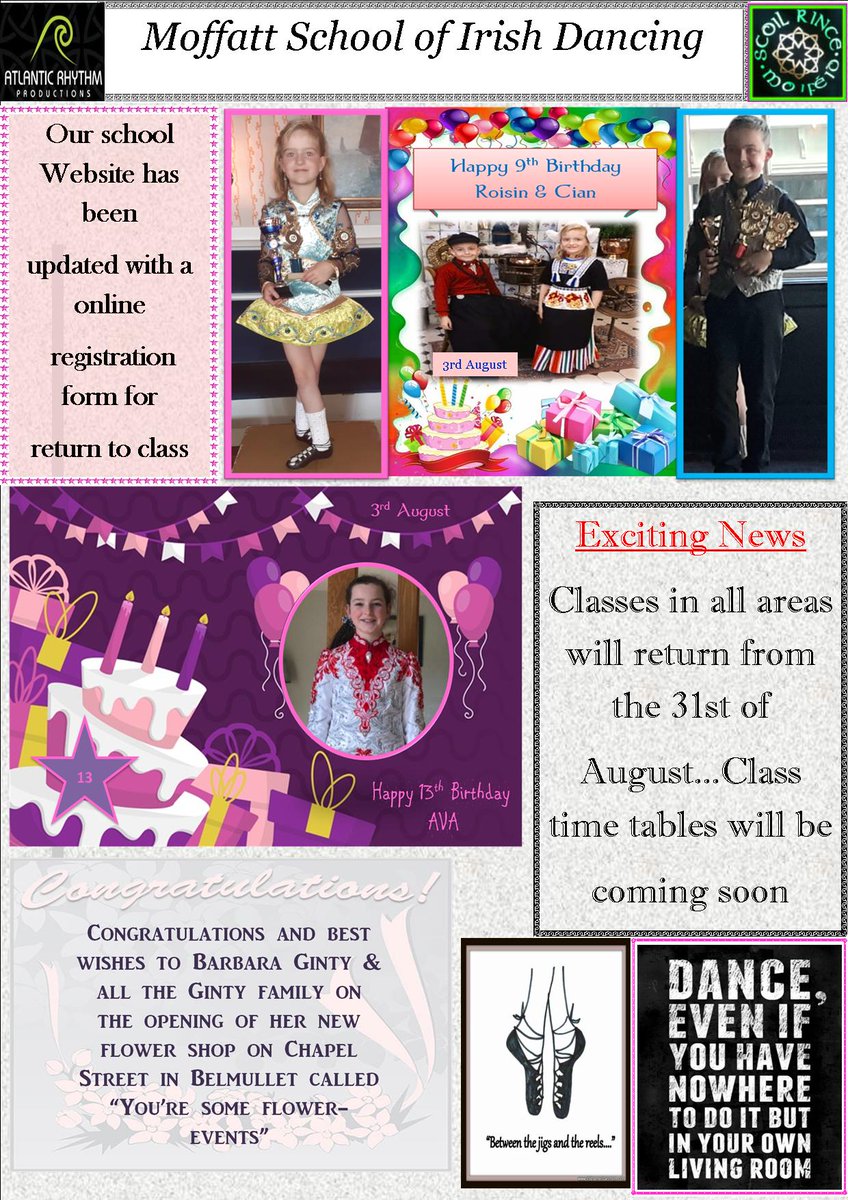 Here's this weeks newsletter 03/08/20 from  moffattschoolofirishdancing.com
 #irishdancing #mayo