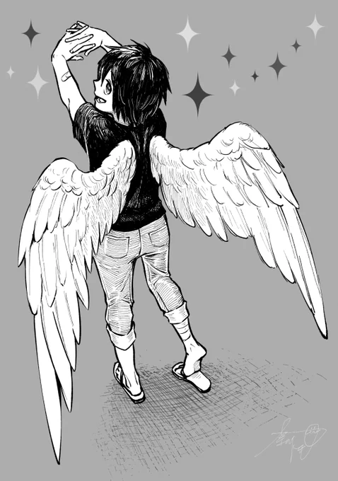 有翼人さんが好きでついつい描いてしまう。 