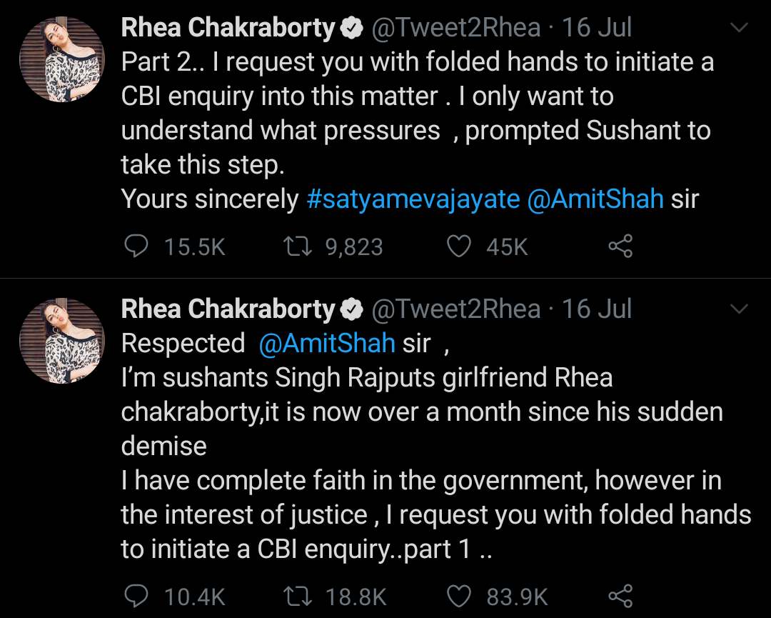 anish_verma4's tweet photo. @timesofindia Waoo! What a turn around,Some days ago the same girl #ReahChakraborty demands CBI enquiry and she tags even Amit shah.And now she is showing her true colours.
#cbiforsushant 
#NitishKumar4SSR
#SushantSinghRajputCase 
#UddhavResignOrCBI4SSR 
#ShameOnMumbaiPolice 
#IndiaForSushant https://t.co/ItaxSdBso4
