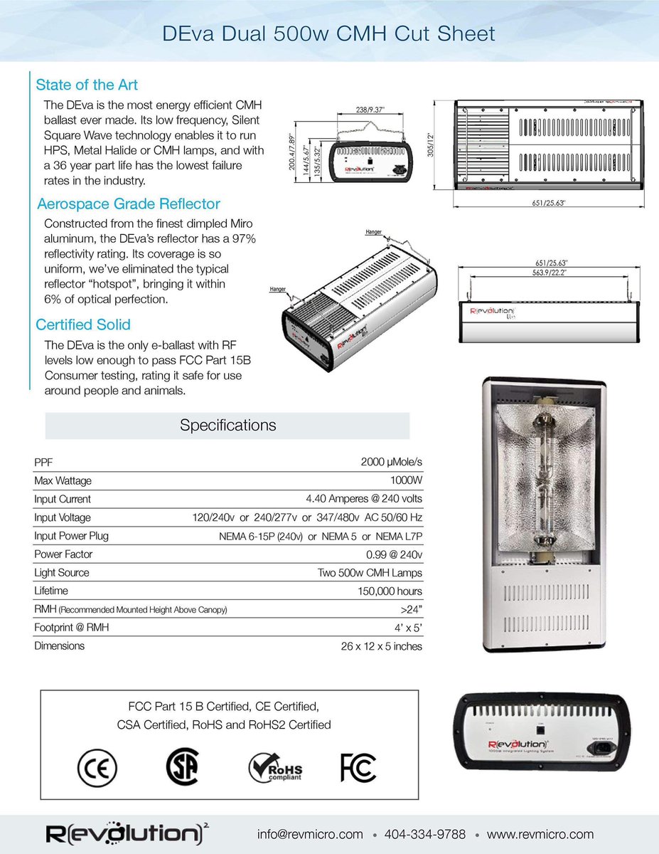 RevolutionMicro's tweet image. Is energy efficiency and sustainability important to your cultivation process? 
I’m happy to say that Greg has done it again with the world’s most energy efficient 1000w CMH fixture design. Please contact me directly for partnering information.