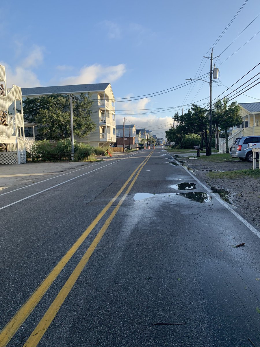 This is the street where I saw some water last night. Unfortunately not sure how deep it was and if it came from the bay or was just a localized spot. That said, whatever was there about 8 hours ago has since receded.  #Isaias