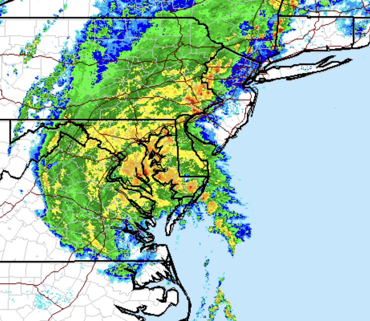Accuron's tweet image. #Isiais approaches our area and it looks like the center will pass to the east of DC. The strongest and most dangerous winds are in the north east quadrant of a #cyclone, so coastal #Maryland and #Delaware will get the worst of this.