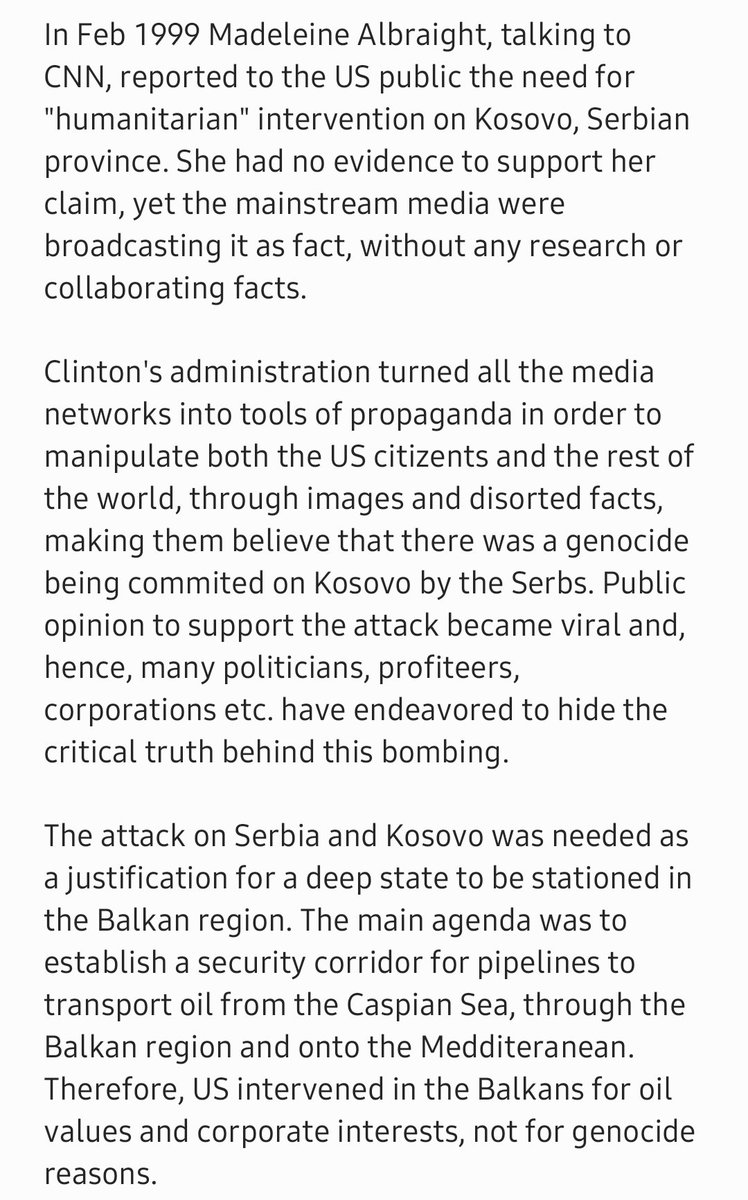 There was very well organized mass propaganda brought to you by the mainstream media which aim was demonization of Serbs in order to justify the  #NATObombing. The truth was completely different 1.  https://www.pri.org/stories/2011-03-27/kosovos-mafia-how-us-and-allies-ignore-allegations-organized-crime-highest-levels2. 2. 