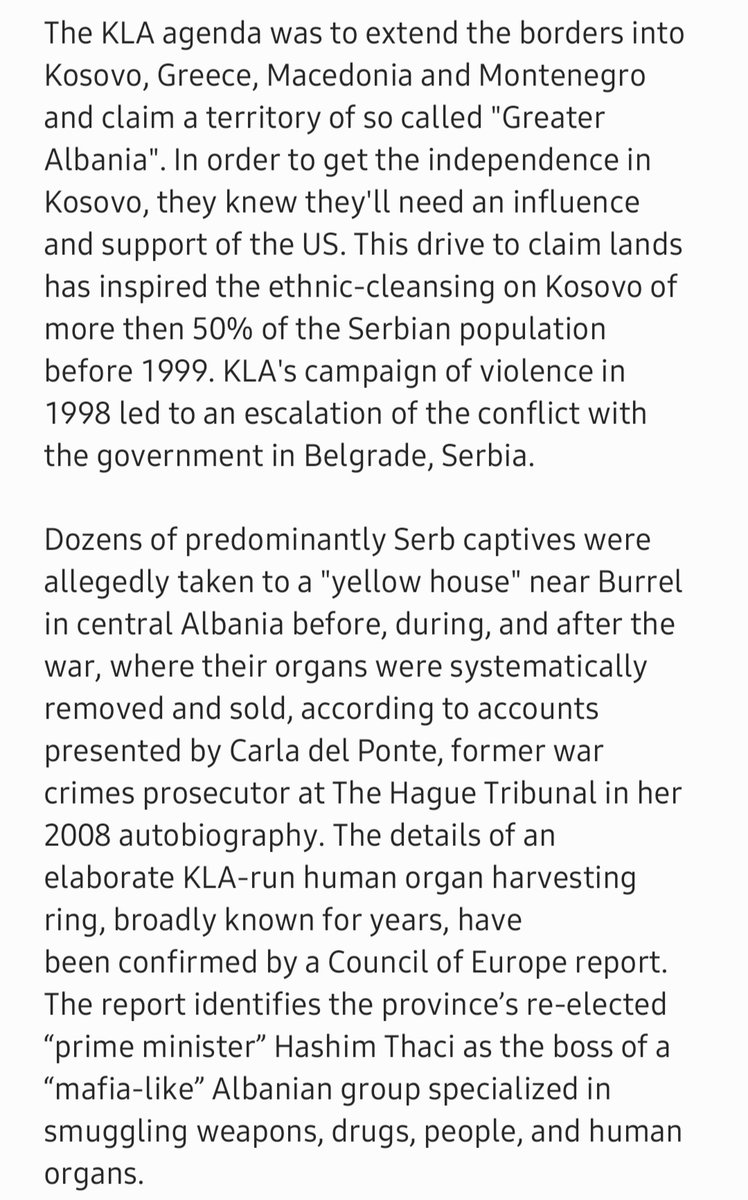 There was very well organized mass propaganda brought to you by the mainstream media which aim was demonization of Serbs in order to justify the  #NATObombing. The truth was completely different 1.  https://www.pri.org/stories/2011-03-27/kosovos-mafia-how-us-and-allies-ignore-allegations-organized-crime-highest-levels2. 2. 