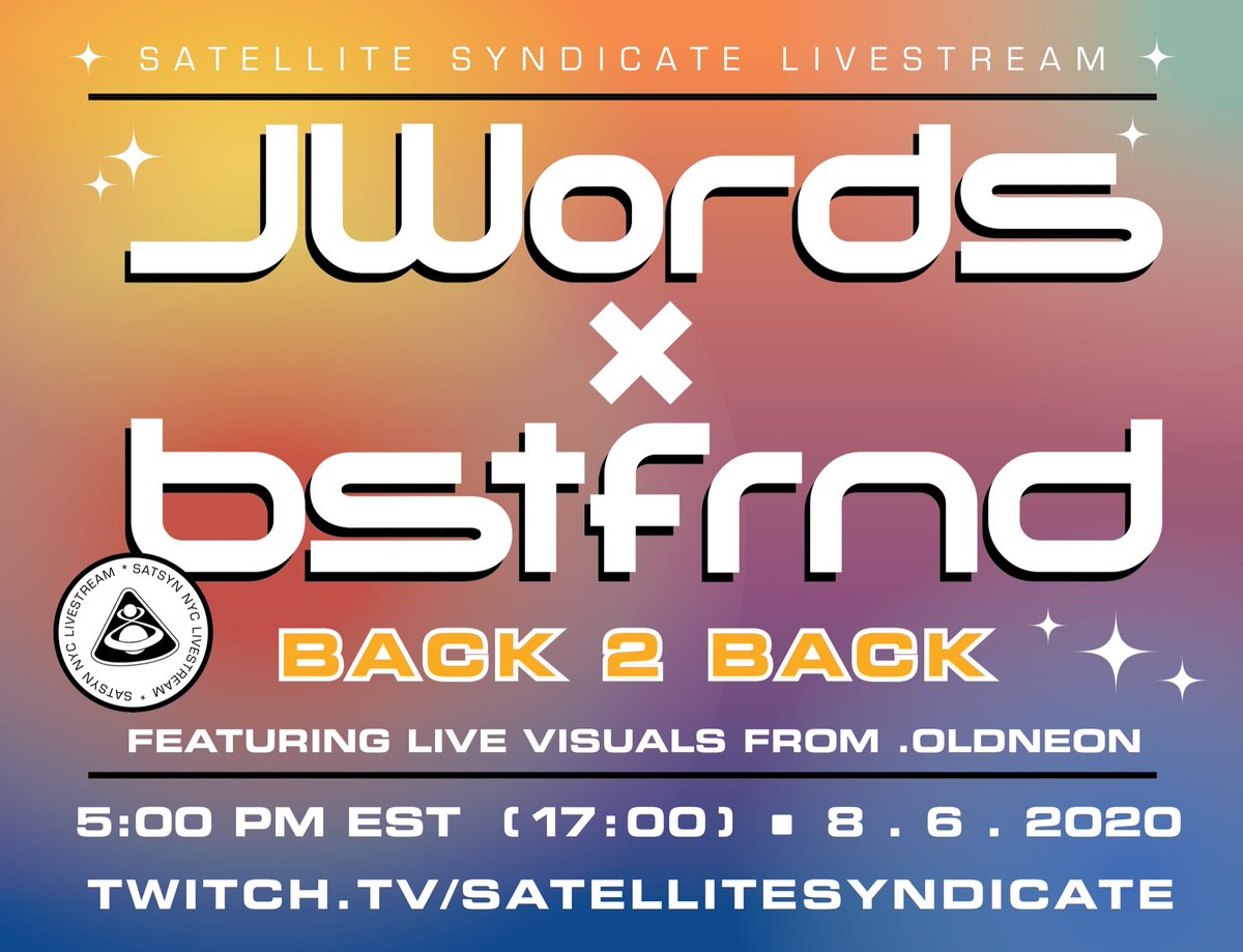 _jwords's tweet photo. bstfrnd x jwords b2b on thursday, shows srarts at 3pm, music @5pm  visuals by @oldneon_ https://t.co/mbxrxJPgQY
