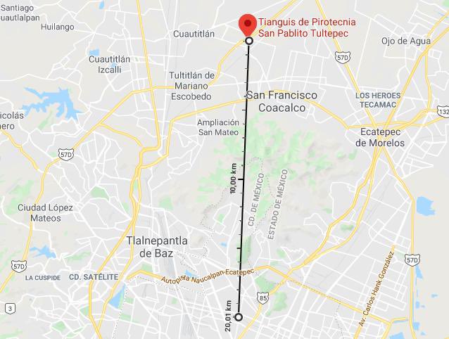 OSMCDMX's tweet photo. Para que se den una idea:

Si la explosión en Beirut, Líbano hubiera sucedido en el mercado de pirotecnia de Tultepec, la onda expansiva habría llegado hasta la zona de la Basílica de Guadalupe y La Raza. https://t.co/GrWP4qvpET