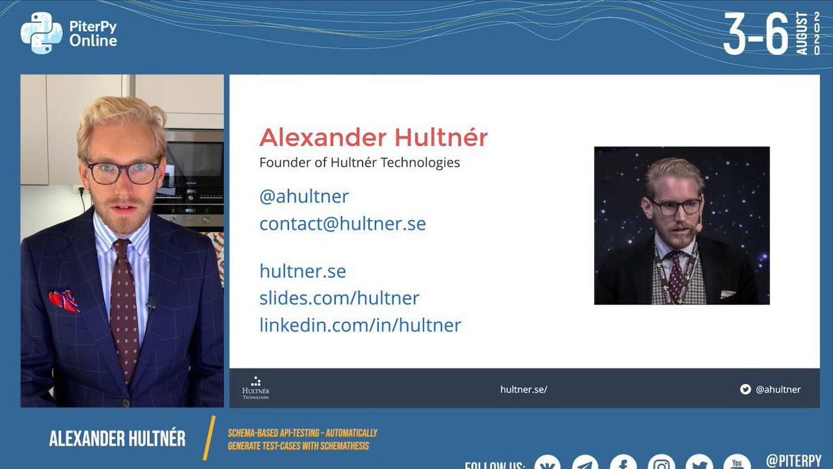ahultner's tweet image. Today I'm streaming 🎥🎙💻 from Sweden 🇸🇪 to Russia 🇷🇺
Thanks for having me as a speaker at this year's editon of @PiterPy conference! 🐍
#Python #PiterPy #PyCon #PiterPy2020