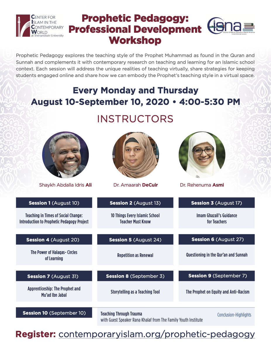 CISNA6's tweet photo. CISNA has partnered  with the Center for Islam in the Contemporary World (CICW) to offer a Prophetic Pedagogy workshop. https://t.co/XCeq4Gpyf4