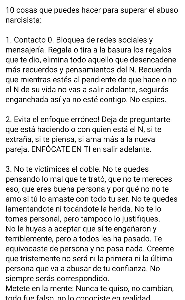 marquez_lunita's tweet image. Consejos que me pasaron para salir de una relación abusiva y narcisista. Muy buenos. #consejosquesalvan