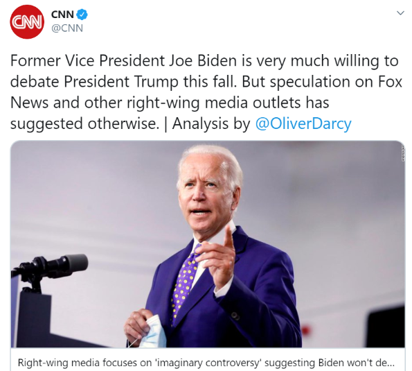 Lol Darcy and Stelter are such a joke. I count more than ten Democratic or liberal sources who have questioned whether Biden should debate or called for the debate to be cancelled.THREAD