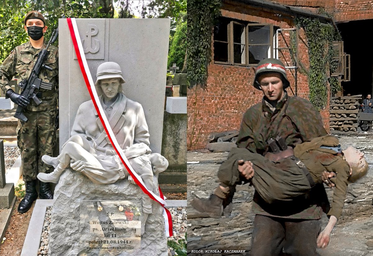 KolorHistorii's tweet photo. Piekny pomnik 11-letniego Wojtusia Zalewskiego „Orzeł Biały”. Jednego z najdzielniejszych🇵🇱Powstańców Warszawskich. Postawiony nagrobek jest symboliczny, gdyż ciała chłopca nigdy nie odnaleziono.
Pod ogniem jego ciało na rękach wynosił Mieczysław Mirecki.
@NieZapomnijONas https://t.co/L3mlmEbWBm