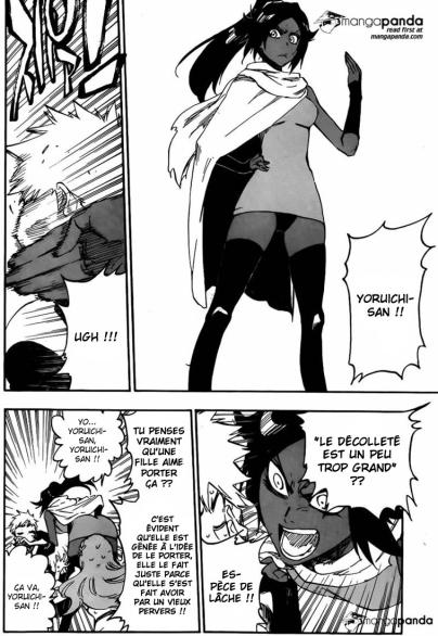 honnête alors qu'Orihime à subit les caprices d'un pervers pour plaire à Ichigo, suite à cela Yoruichi elle est rester fidèle à elle-même (oui Yoruichi est féministe, et la meilleur au monde) :