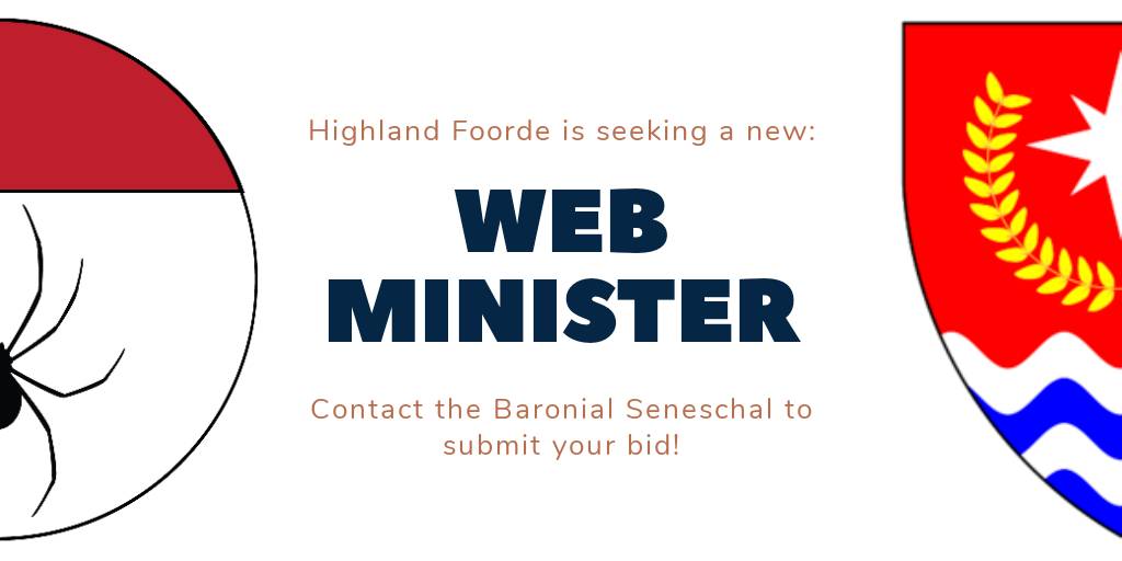 HighlandFoorde's tweet photo. On Aug 16th, we will vote in our new Web Minister. Will it be you? 🕷️

"Oversees the website &amp; serves as a source of publishing expertise for society benefit. Keeps website updated to suit the needs of the Barony"

Email hfseneschal@highland-foorde.atlantia.sca.org for details https://t.co/qnnZfJYVDl