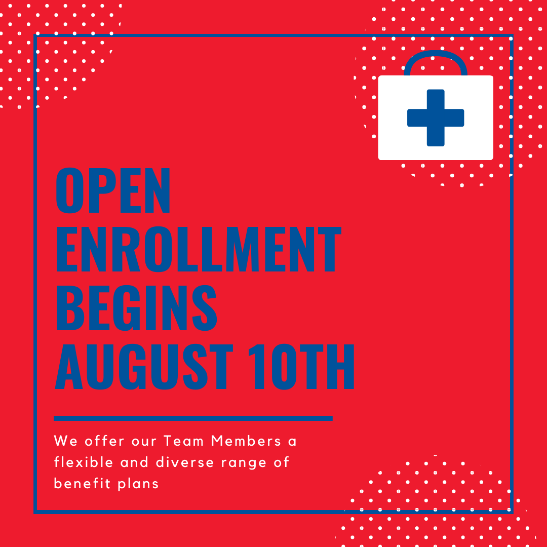 Our Company's Open Enrollment begins August 10th! We’re excited to offer our Team Members a flexible and diverse range of benefit plans designed to meet their specific level of needs! #TMXWellness