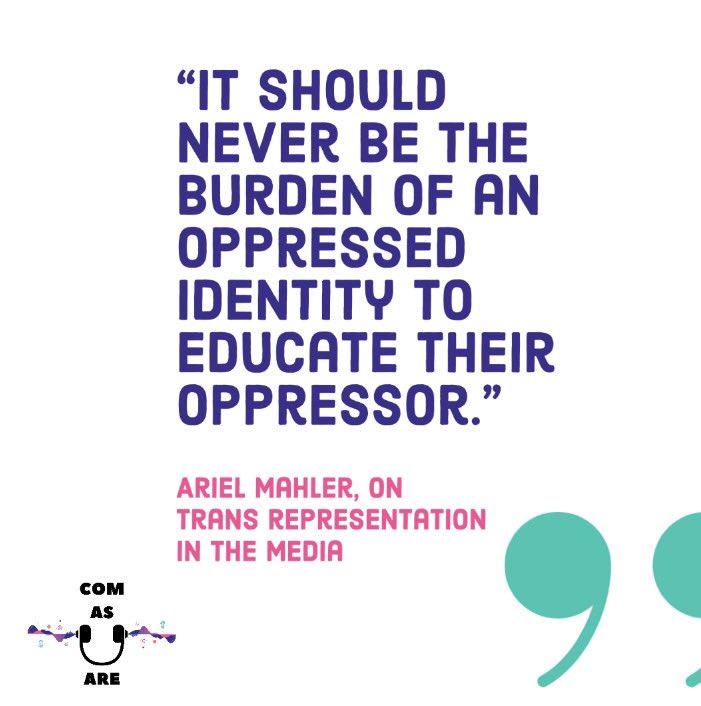 bu_comlab's tweet photo. You can listen to episode 3 of COM as You Are: Transgender Representation in the Media now at https://t.co/fne8ocpIrH! We are also joined by special guest Ariel Maher @Ariel_Chiq a nonbinary filmmaker and queer/trans rights advocate. 

#comasyouarepod #transrepresentation https://t.co/Gw34nsLl0U
