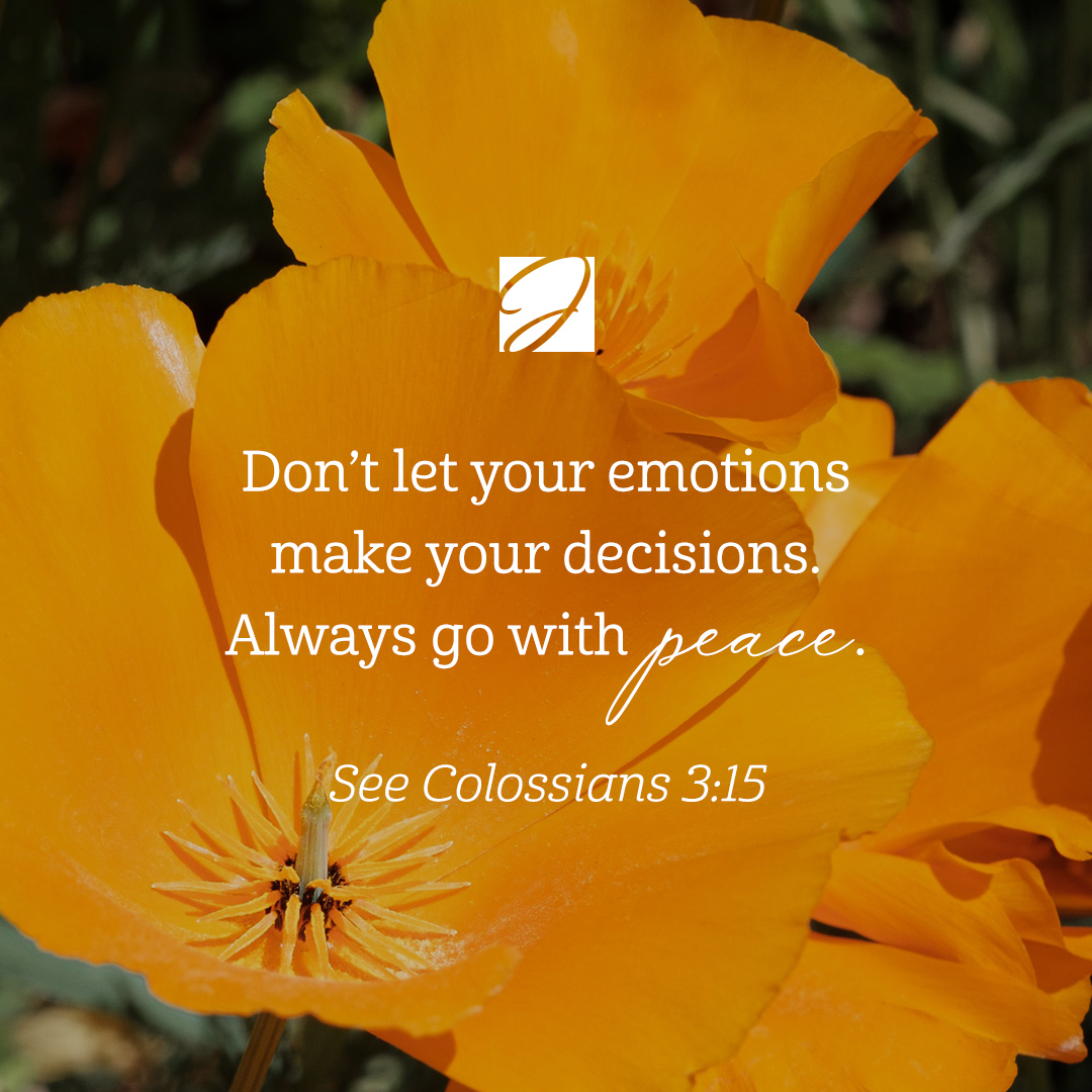 'Lord, I choose to let Your peace rule in my heart. I don’t want to make decisions based on my emotions, but I want to calmly and peacefully choose the paths that You want me to take. In Jesus' name, Amen!' #JoyceQuote #GoWithPeace