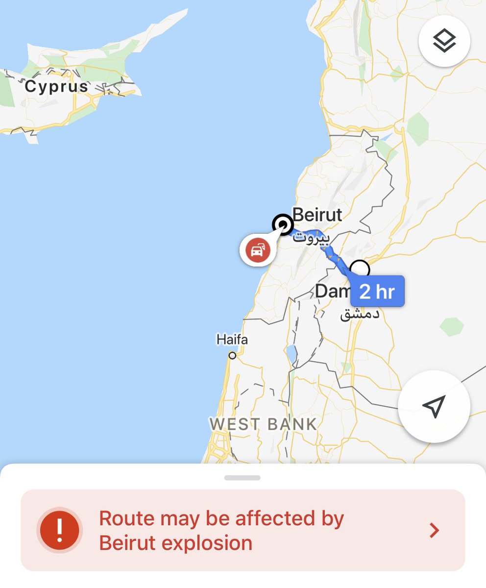 Also reports that the Beirut explosion “smoke” reached Damascus:  https://twitter.com/the_47th/status/1290696981589958657?s=21  https://twitter.com/the_47th/status/1290696981589958657