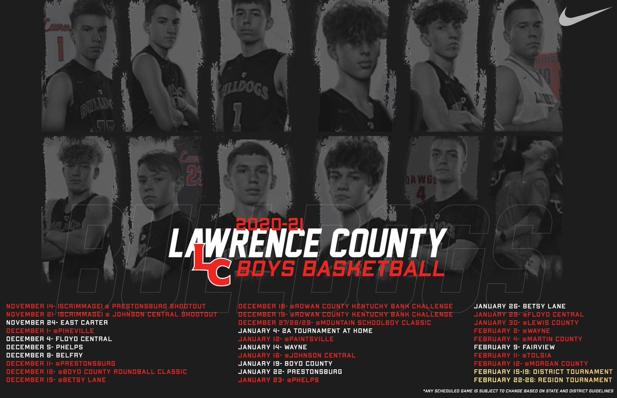 LCHSHOOPS1's tweet photo. Lawrence County Basketball 20-21 Schedule🔴🏀⚫️ #INAM https://t.co/v1fje1Gkwv