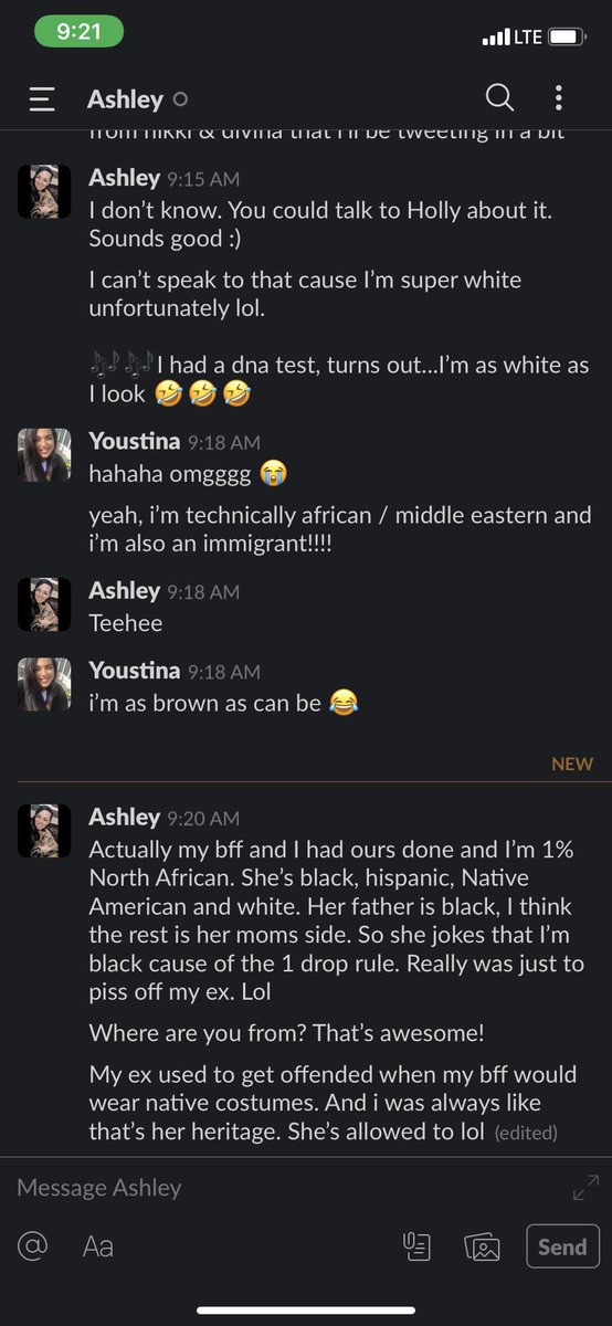 Until the second incident occurred, with a different white staff member. While this one wasn’t as bad as Kimberly’s, the two together were enough for me to decide I was too uncomfortable to continue working with this team, as Ashley is the social media manager.