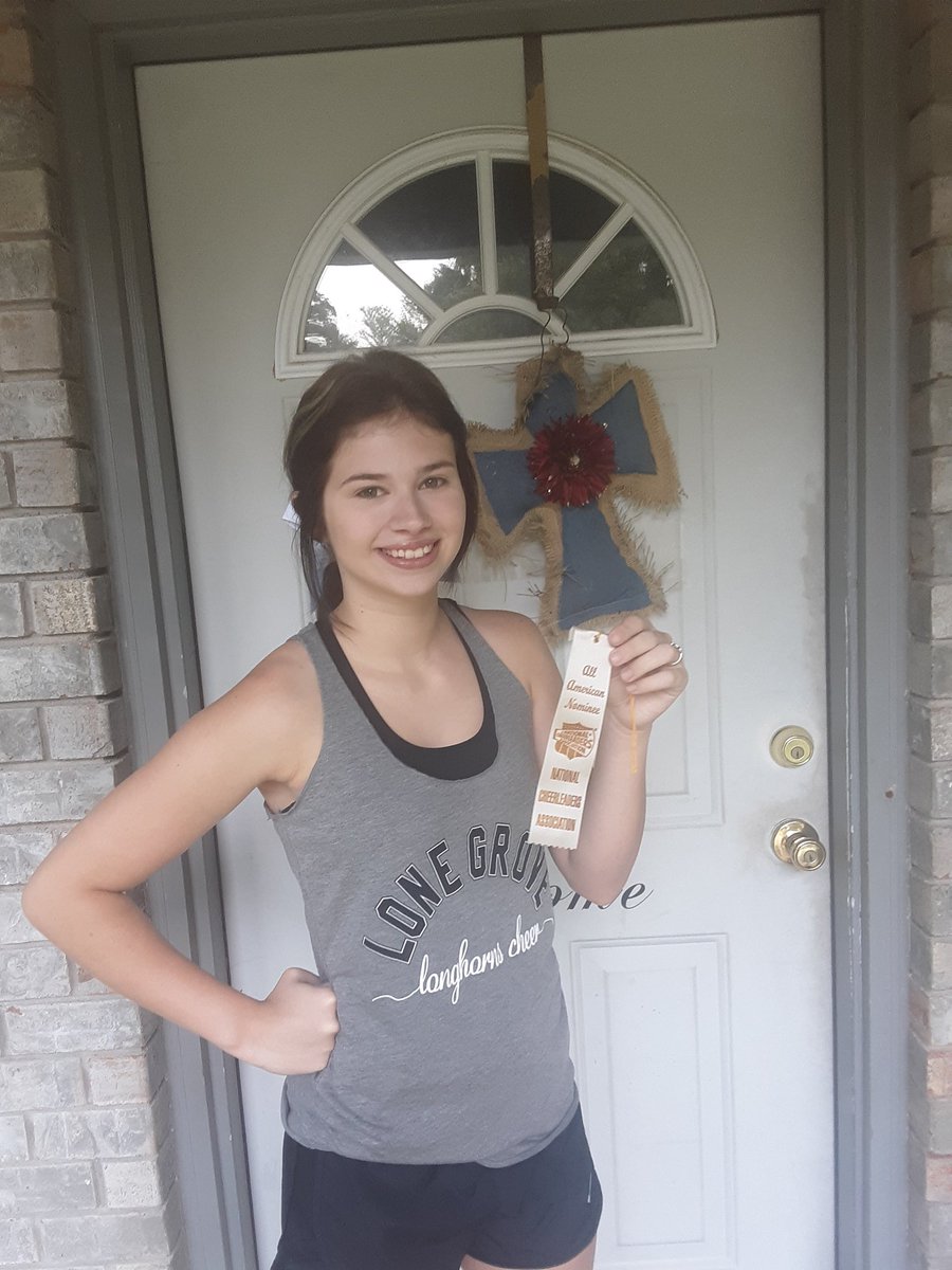 AjohnsonNicole's tweet photo. Proud of our longhorn cheerleader and her nomination for all American at cheer camp! ❤🐃 #senior2021 https://t.co/VF7Uk7xWi1