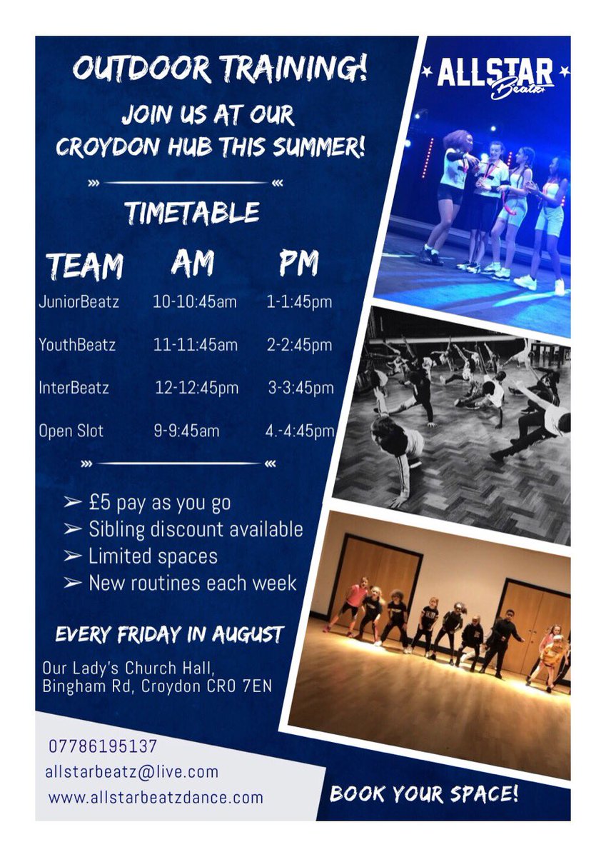 Allstar_Beatz's tweet photo. 🚨Outdoor #Streetdance classes returning this FRIDAY! Running weekly through August at our #Croydon hub 🌟New members welcome, #freetasters available 🕺 boys &amp; girls, all ages &amp; abilities (teams for ages 4-16) @croydonevents  #addiscombe https://t.co/LVWZ3dN0Oc