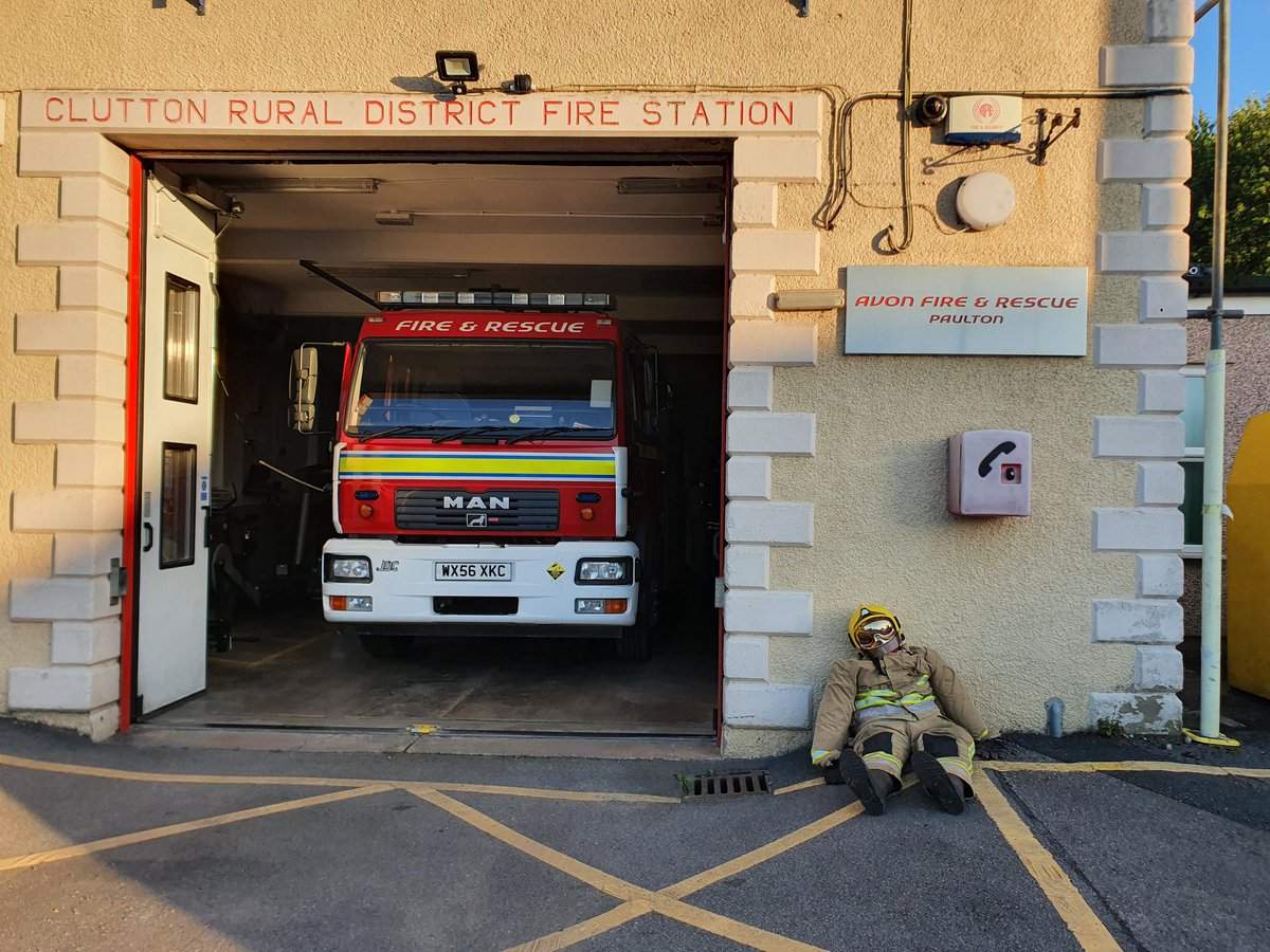 In the village this week there is a scarecrow hunt with over 50 to find,  all made by people in the community! Here is our attempt out front of the station! 🤭🙈🚒 #ScarecrowHunt2020 #oncall #Avon