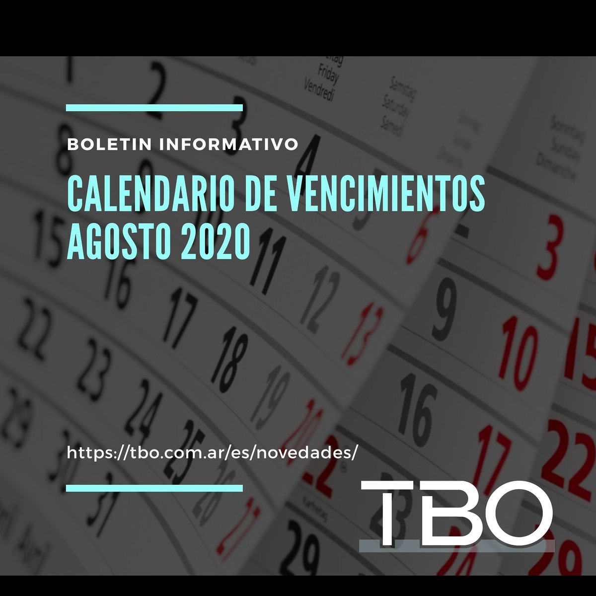 estudtbo's tweet photo. Estimados clientes.

Remitimos calendario de vencimientos Agosto 2020
#vencimientos #afip #impuestos
#contador

https://t.co/4D2xdHyvKT https://t.co/Rj9HeSL9fC