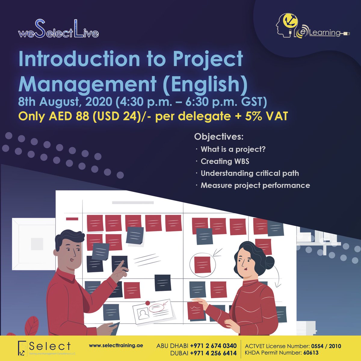 SelectTraining's tweet image. To register for our online Introduction to Project Management training course, visit selecttraining.ae/weselectlive! ✨

#selectselect #selecttraininguae #staysafe #onlinelearning #KSA #Oman #UAE #Kuwait #Qatar #GCC #virtualmeetings #StayHome #workfromhome #virtualtraining #online