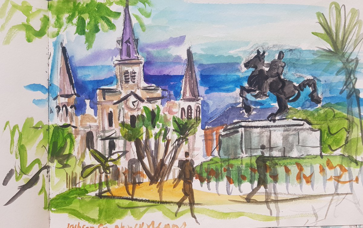 19/08/04Afternoon/Evening in  #NOLA. Walked around the French Quarter, Jackson Square, and beside the Mississippi. Struck by NOLA’s ever present beauty, pleasures and pain. A magic and mystical place. Dramatic, stunning, shocking.  #MLB  #DiamondsOnCanvas  #AndyBrown