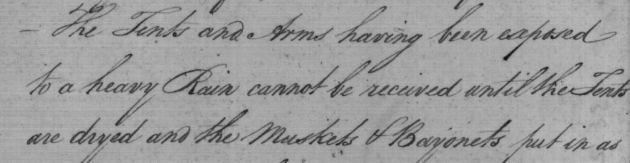 wardeptpapers's tweet photo. It’s a wet #TranscribeTuesday on the East Coast due to #Isaias. In 1794, Peter Hunt’s expected supply of tents and arms was delayed because they’d gotten soaked in a rainstorm and needed to dry out. Transcribe it: https://t.co/dxHNEmgYAx https://t.co/6PjHEu7vAD