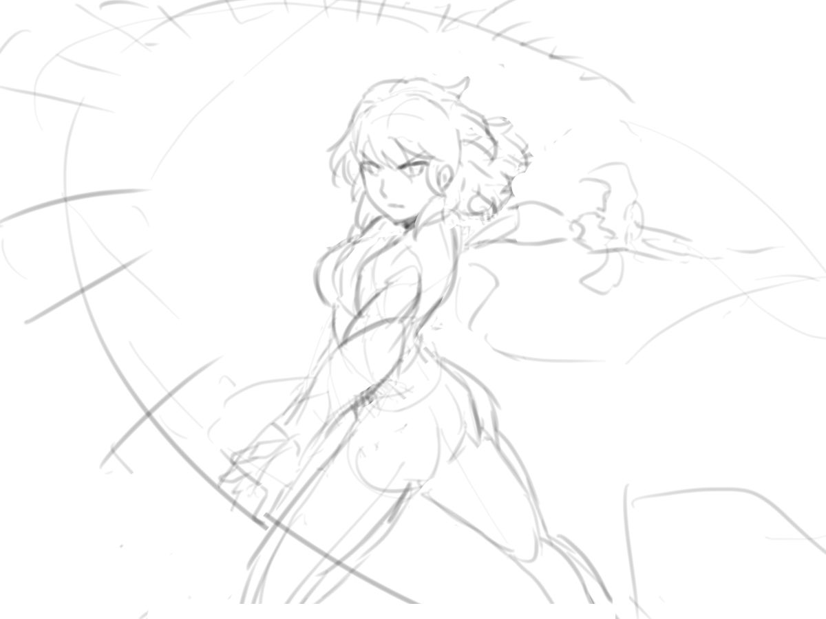 お次は大乱闘にも参戦したアイツ!!
でも構図が未だに決まらず模索中で頭痛が痛い!!あかん!! 