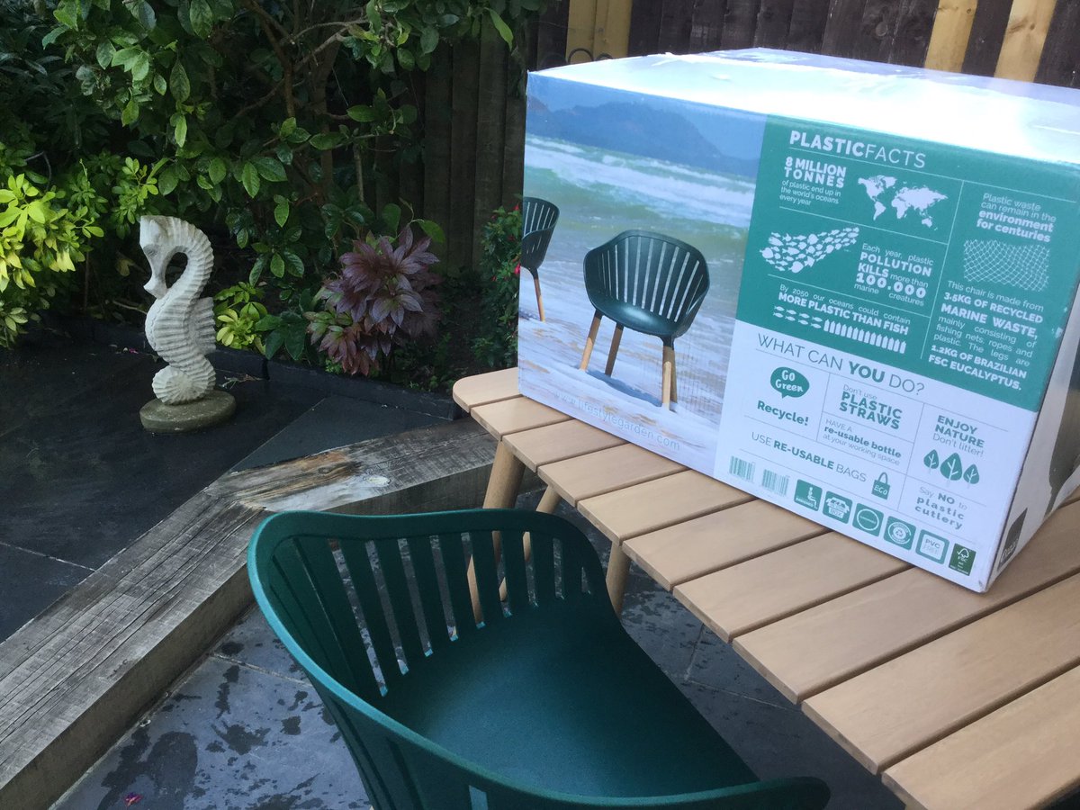 sallyhasabeetle's tweet photo. Really pleased with my new DuraOcean garden furniture, from https://t.co/KSMGHwmg04 made from recycled fishing nets. Good message on the box, too. Maybe nets collected by the #2minutebeachclean or @LegoLostAtSea and friends over the years!
#beachcleans #keepourseasclean https://t.co/VczpHtIuEB