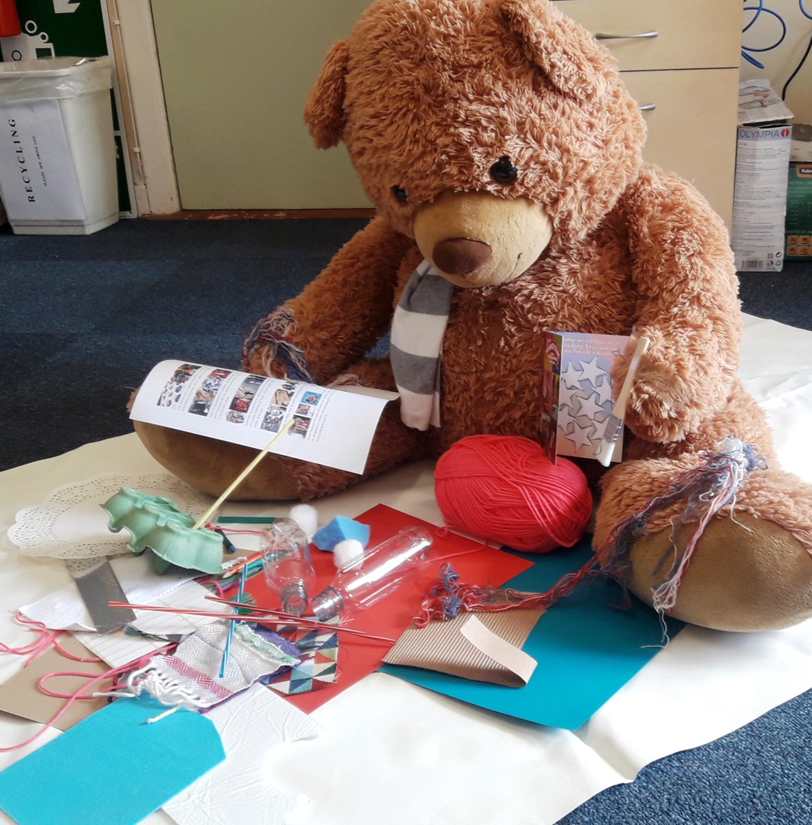 DLR_Libraries's tweet photo. We still have a few #ProcessArtBags left for the taking at #DundrumLibrary! As the old saying goes, 'When they're gone, they're gone' so grab one while you can. As you can see #LibraryBear has set to work, though it's not easy with paws, as @paddingtonbear would no doubt agree... https://t.co/O9SQiD7kSm