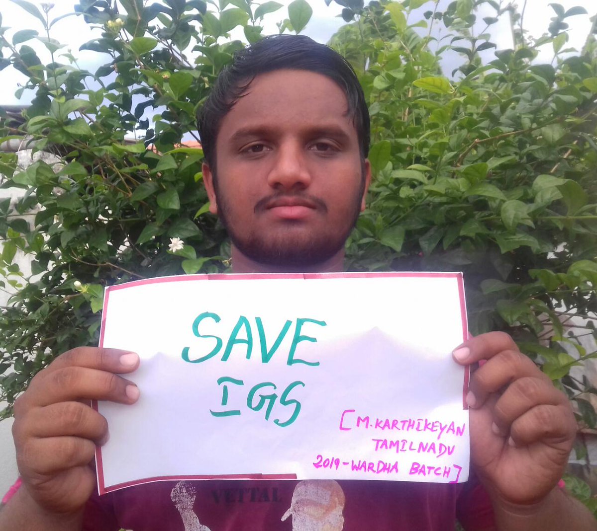 ISatyagrahSabha's tweet photo. Join the #SaveIGS Campaign with #IGS_Alumni M. Karthikeyan (Tamilnadu).
@shankarktm1
@GAt150
@GandhiInMumbai
@gsc_rajdhani
@TusharG
@_YogendraYadav
@gsdsnewdelhi
@GANDHITEERTH
@jbfindia @miniflyonthewal
#SaveIGS
#SaveIGSwardha
#SaveGandhiVicharParishad
#StandWithSaveIGS_Satyagrah https://t.co/f2WO7btW9B