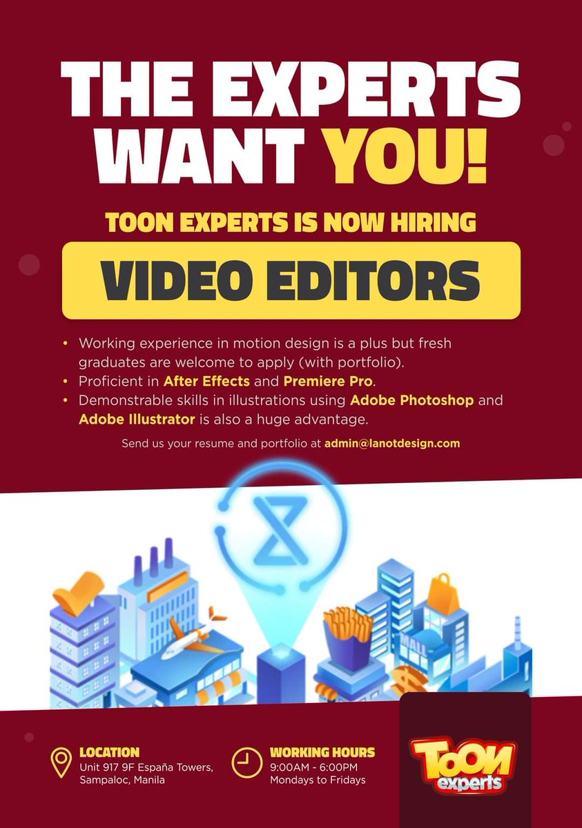 aishipsd's tweet photo. WE ARE HIRING โโโ
We're currently looking for Junior and Senior Video Animators, Video Editors, and Motion Designers who want to join our dream team! Email your resume and portfolio to:
admin@lanotdesign.com
#hiring #lanotdesign #videoanimators #videoeditors #jobhiring https://t.co/5qMjaUn6AA
