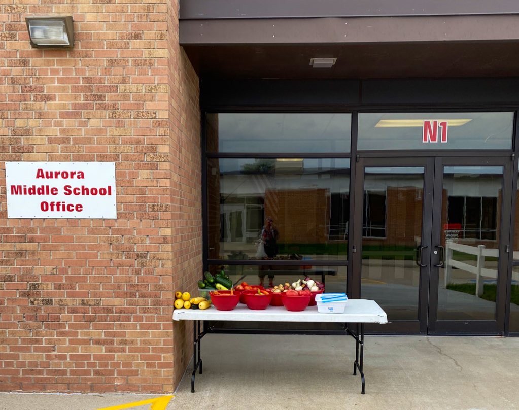 Fresh Garden Veggies!!!!

The Middle School garden is thriving &amp; has some veggies to give away.

Table is set up in front of the Middle School office today(8/4/20).

Please come take what you need.
#aurorahuskies