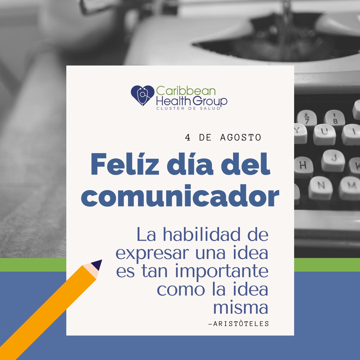 caribbean_group's tweet photo. Las palabras se hacen grandes en la voz de quienes aman la verdad✒️🎥 Felíz día del comunicador!🙌👏
.
.
#Juntosesmejor #caribbeanhealthgroup #cluster #diadelcomunicador https://t.co/3ACRUq1CsK